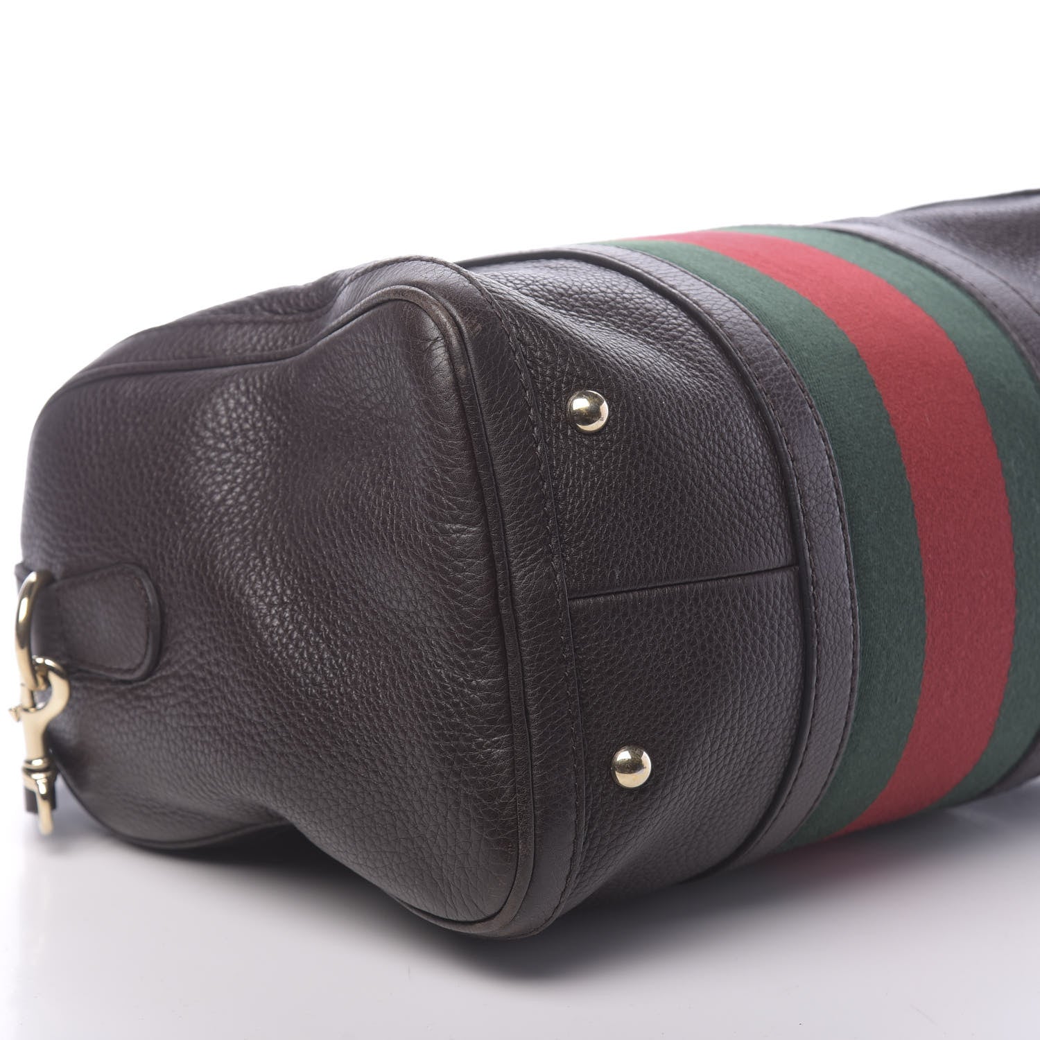 Gucci Calfskin Vintage Web Medium Boston Dark Brown 8 of 10