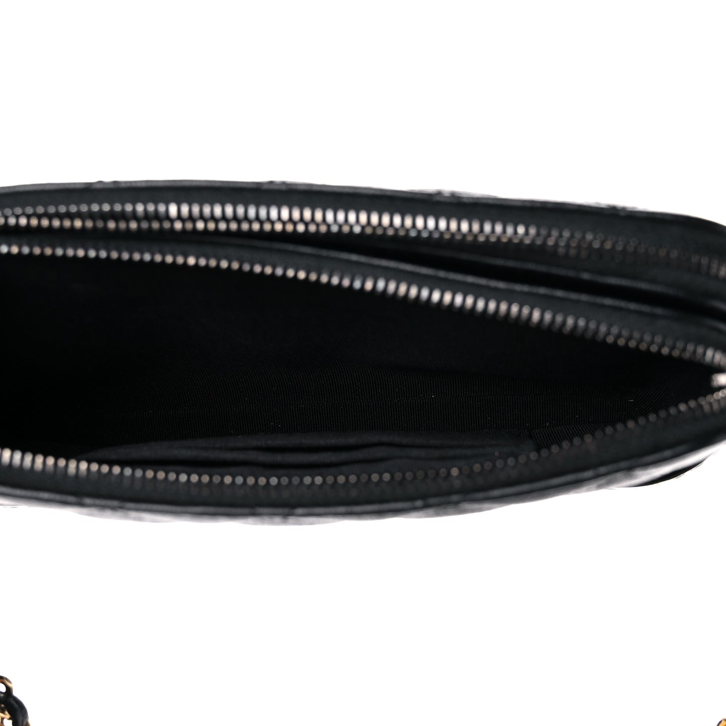Patent Goatskin Quilted Small Gabrielle Clutch With Chain Black