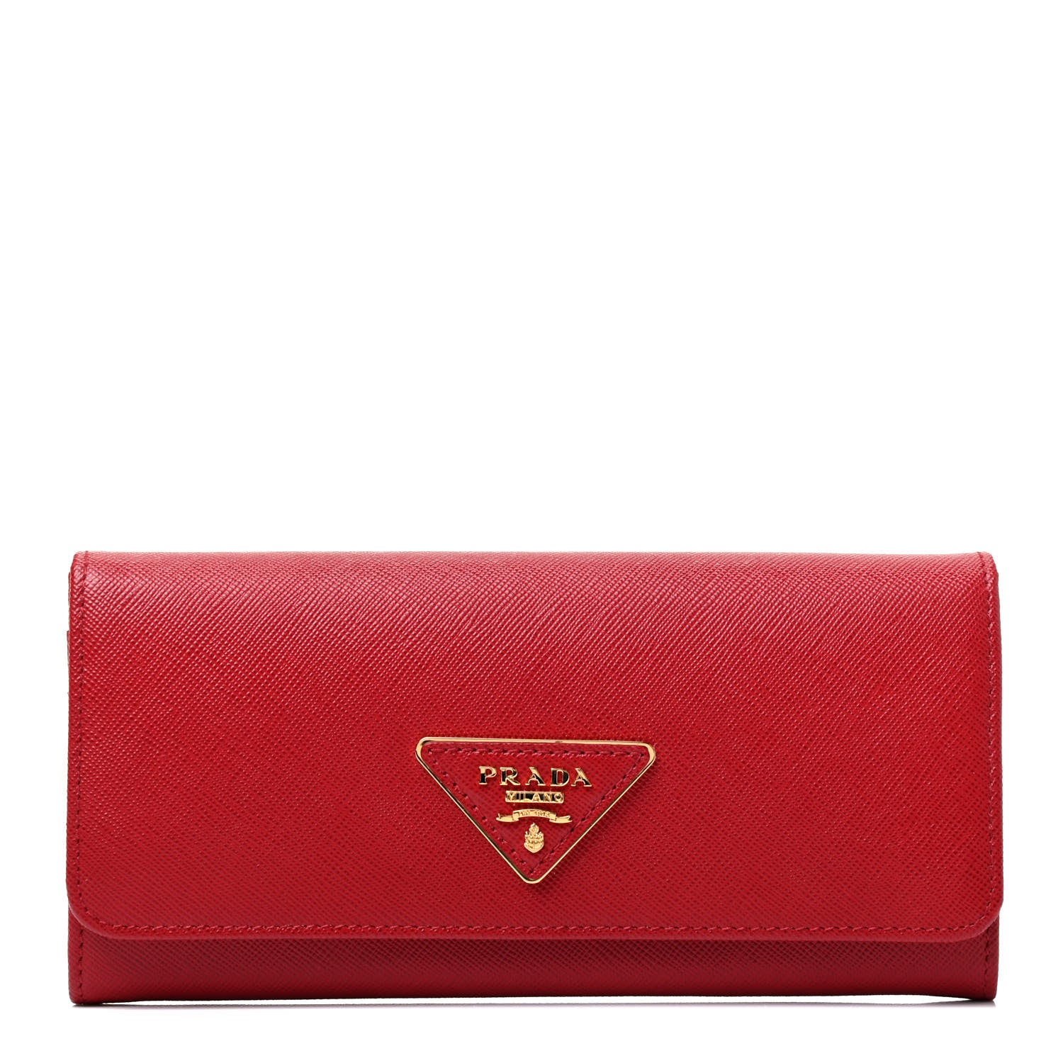 Prada Saffiano Triangle Continental Flap Wallet Fuoco 1 of 4