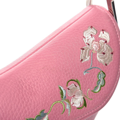Christian Dior Calfskin Embroidered Romantic Flowers Saddle Bag Pink 17 of 17