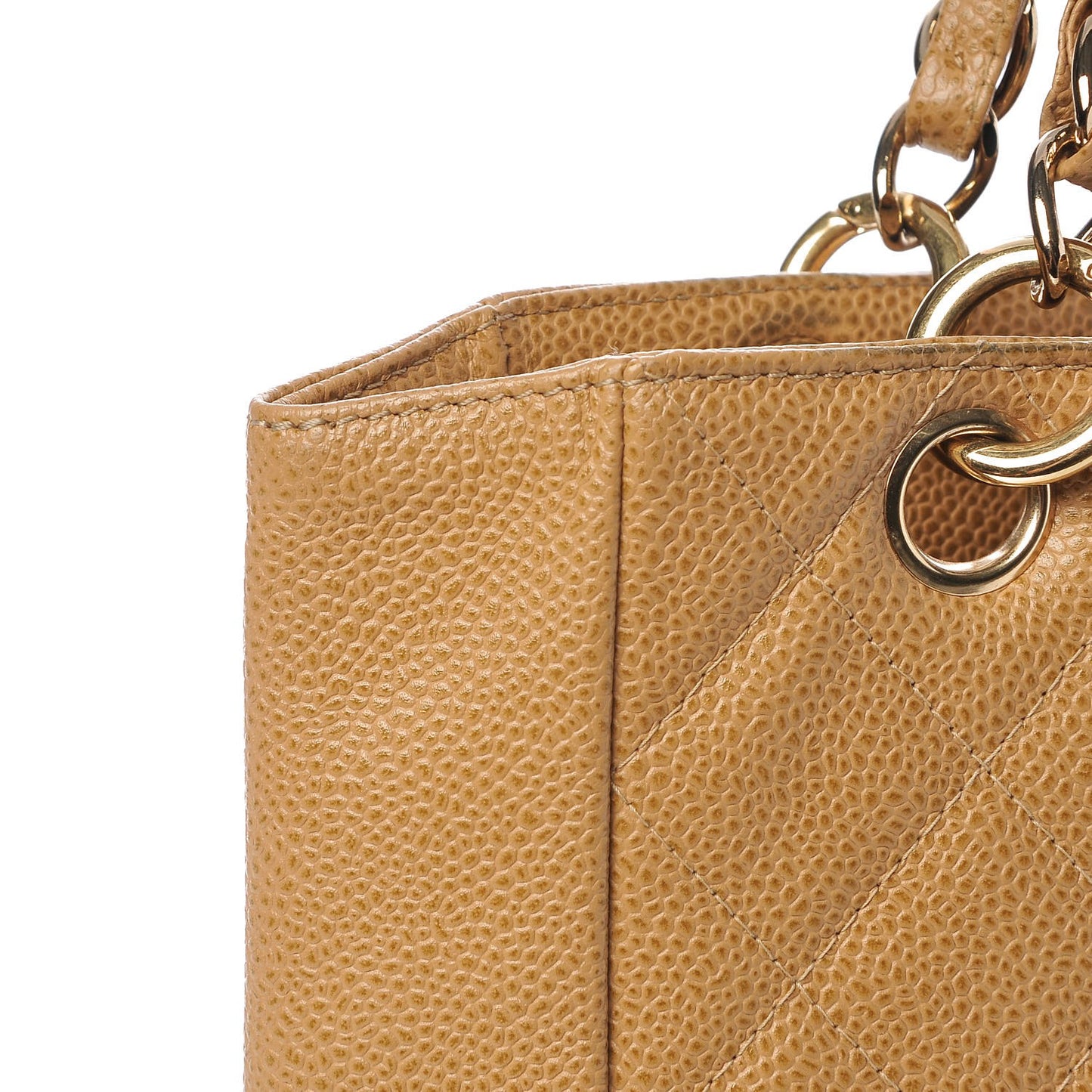 Caviar Quilted Petit Shopping Tote PST Beige