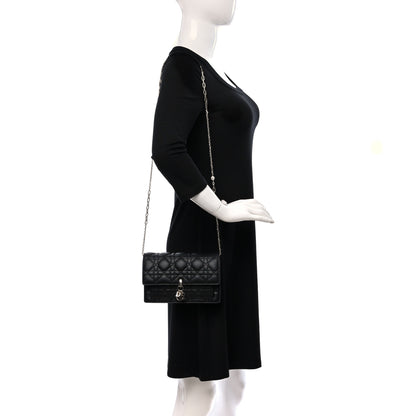 Christian Dior Lambskin Cannage Lady Dior Chain Pouch Black 2 of 8