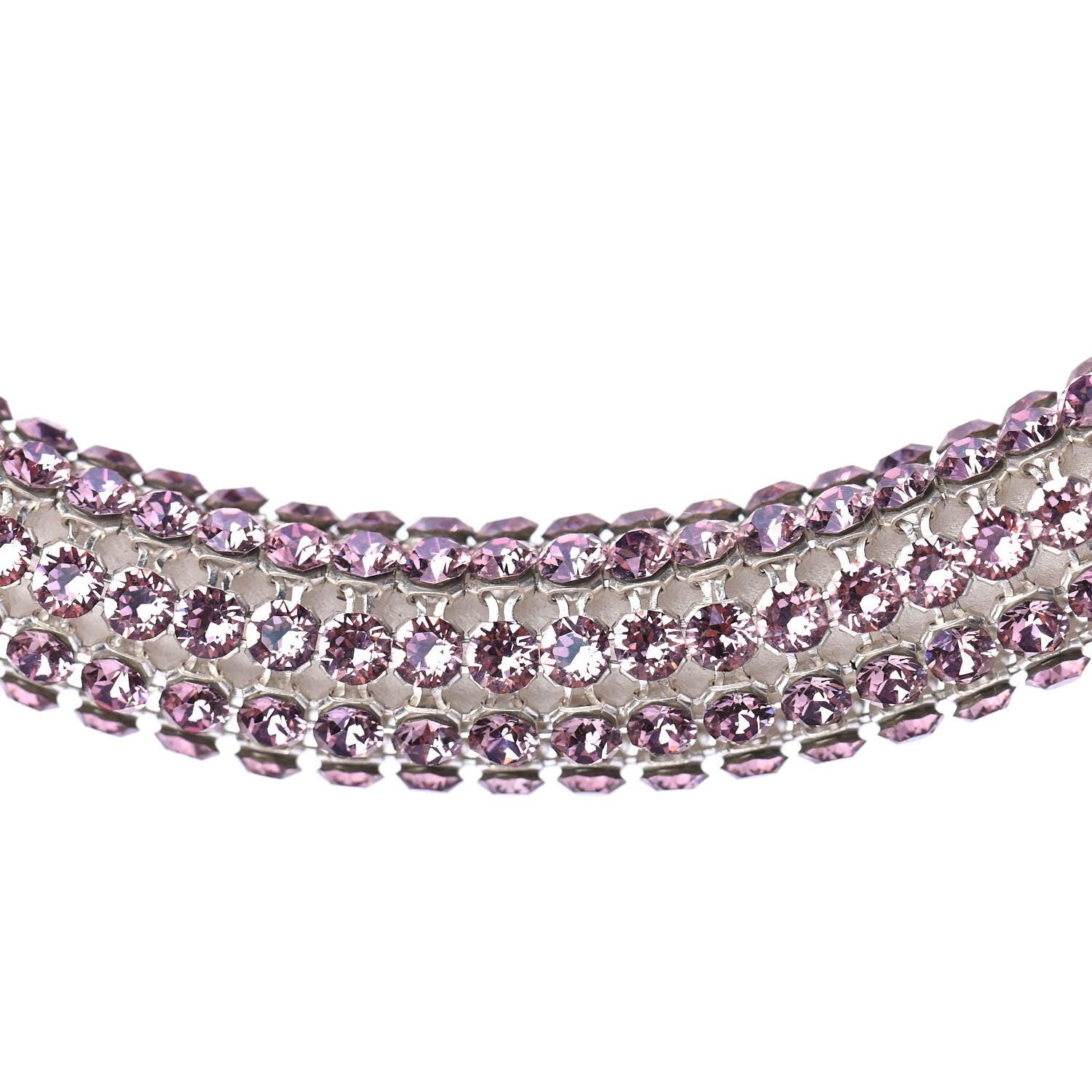 Chanel Crystal CC Logo Choker Necklace Pink 2 of 4