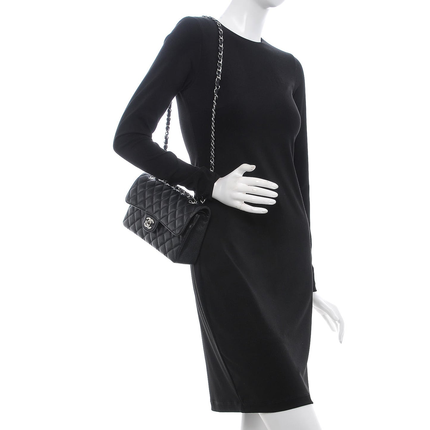 Caviar Quilted Small Double Flap Black