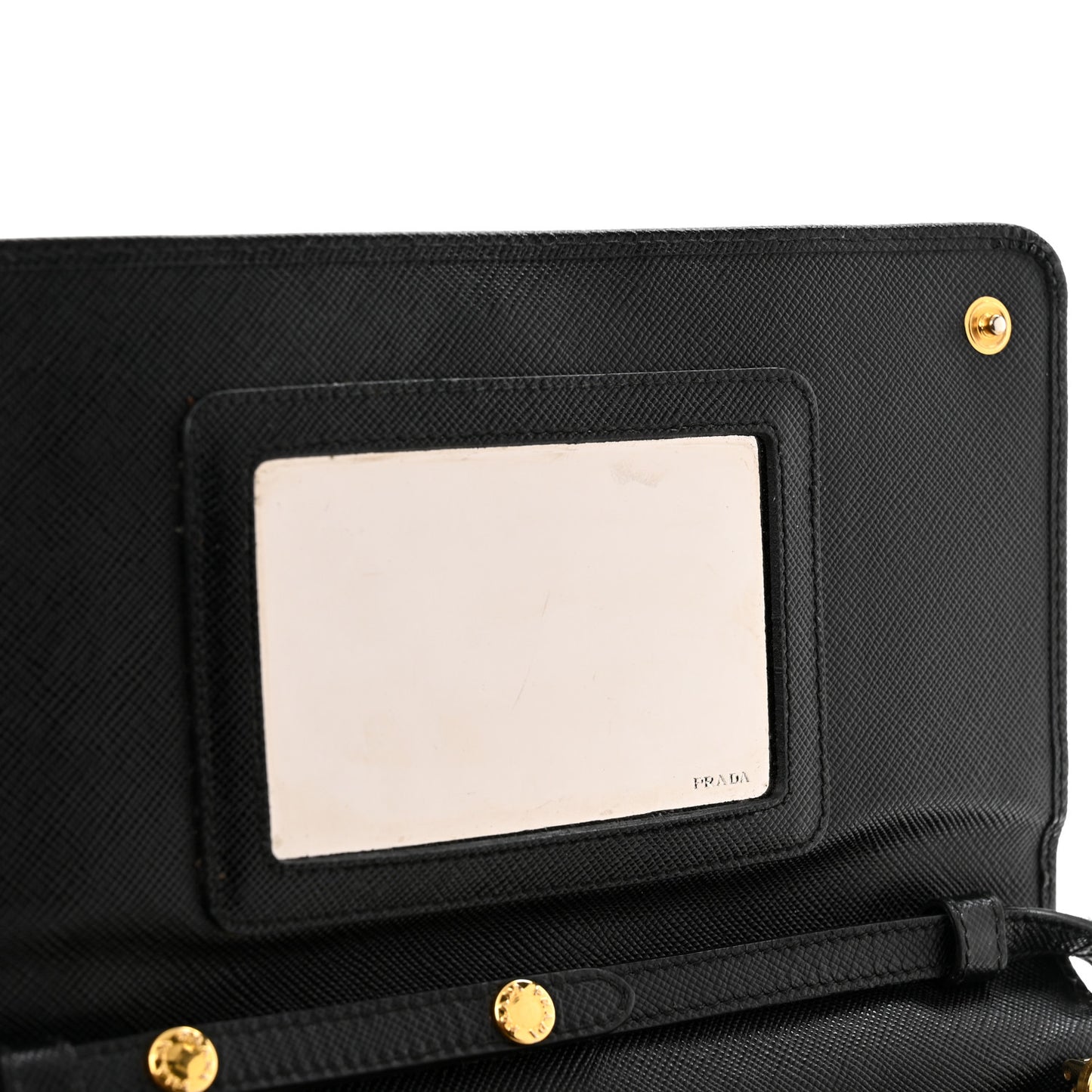 Saffiano Metal Flap Wallet With Strap Black