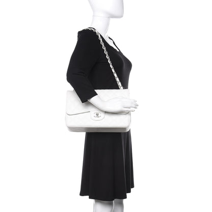 Chanel Caviar Quilted Jumbo Double Flap White 3 of 14