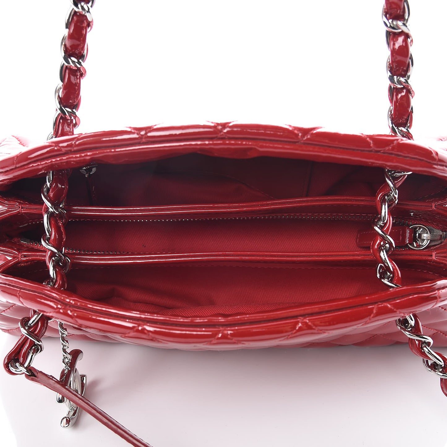 Patent Quilted Small Just Mademoiselle Bowling Bag Red