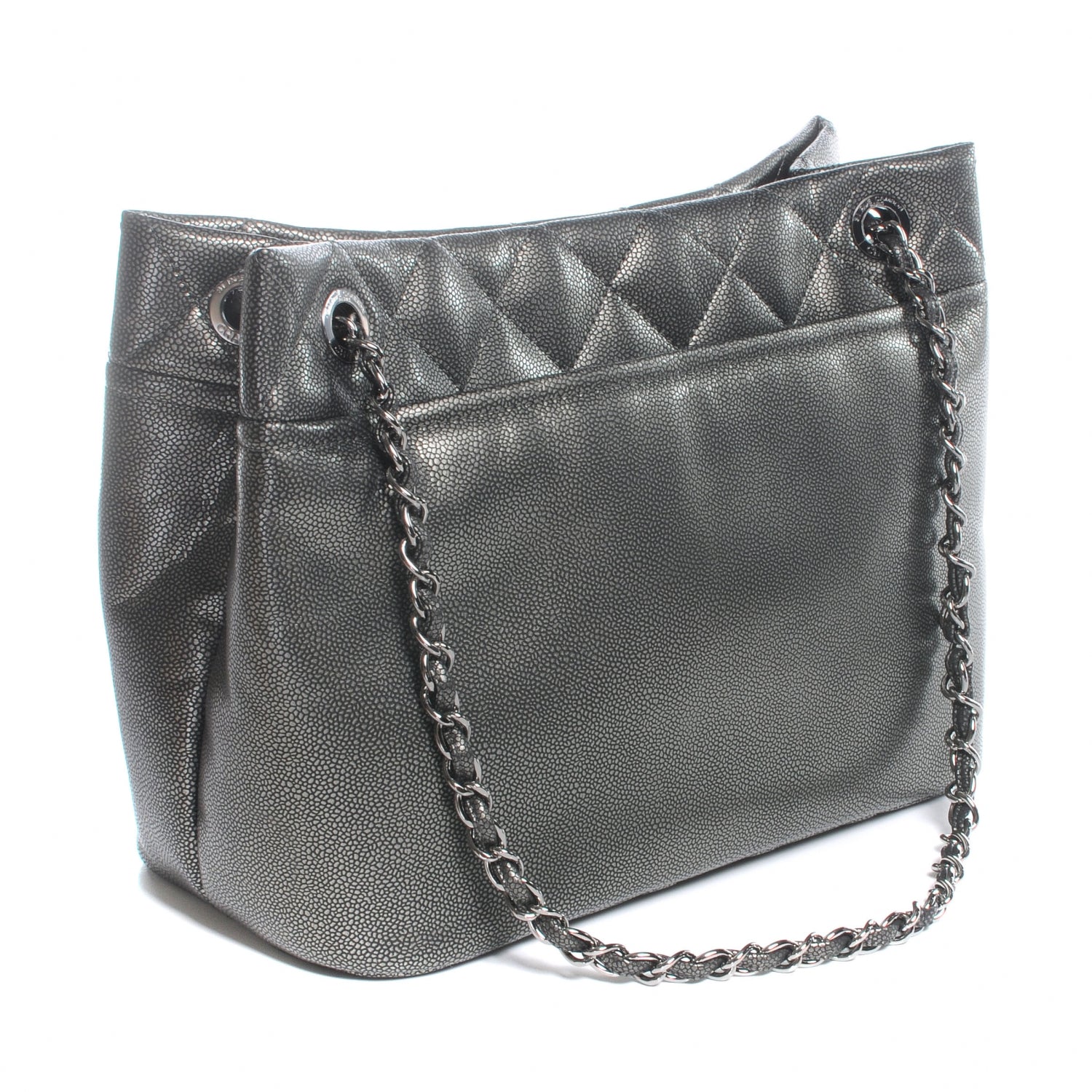 Chanel Caviar Timeless CC Tote Dark Silver 3 of 7
