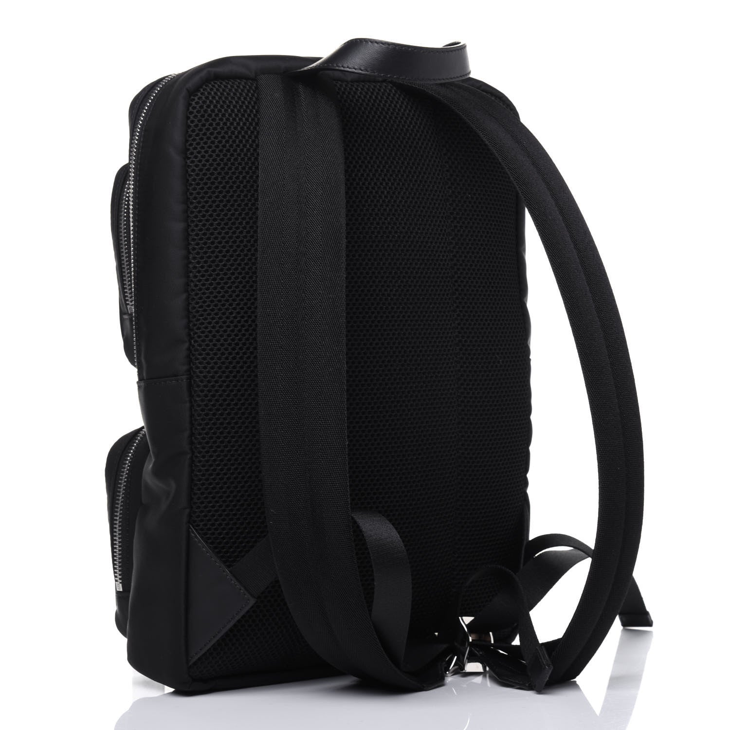 Fendi Glazed Fabric Nylon FF 1974 Diagonal Panelled Backpack Tobacco Moresco Black 2 of 11