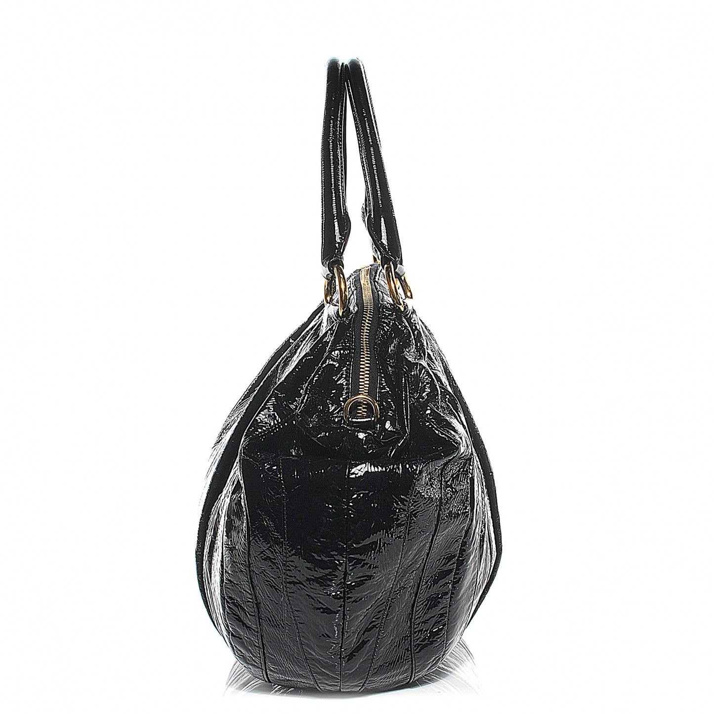 Vernice Stripes Handbag Black