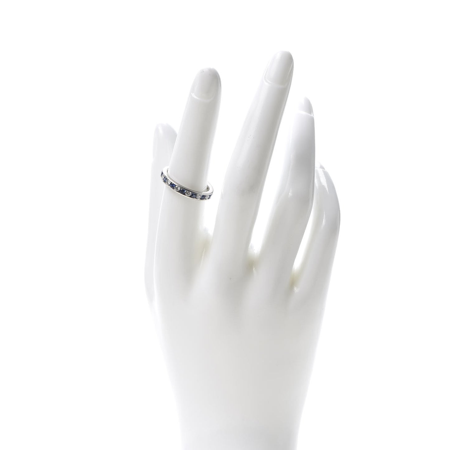 Platinum Diamond Blue Sapphire Eternity Band Ring 54 7