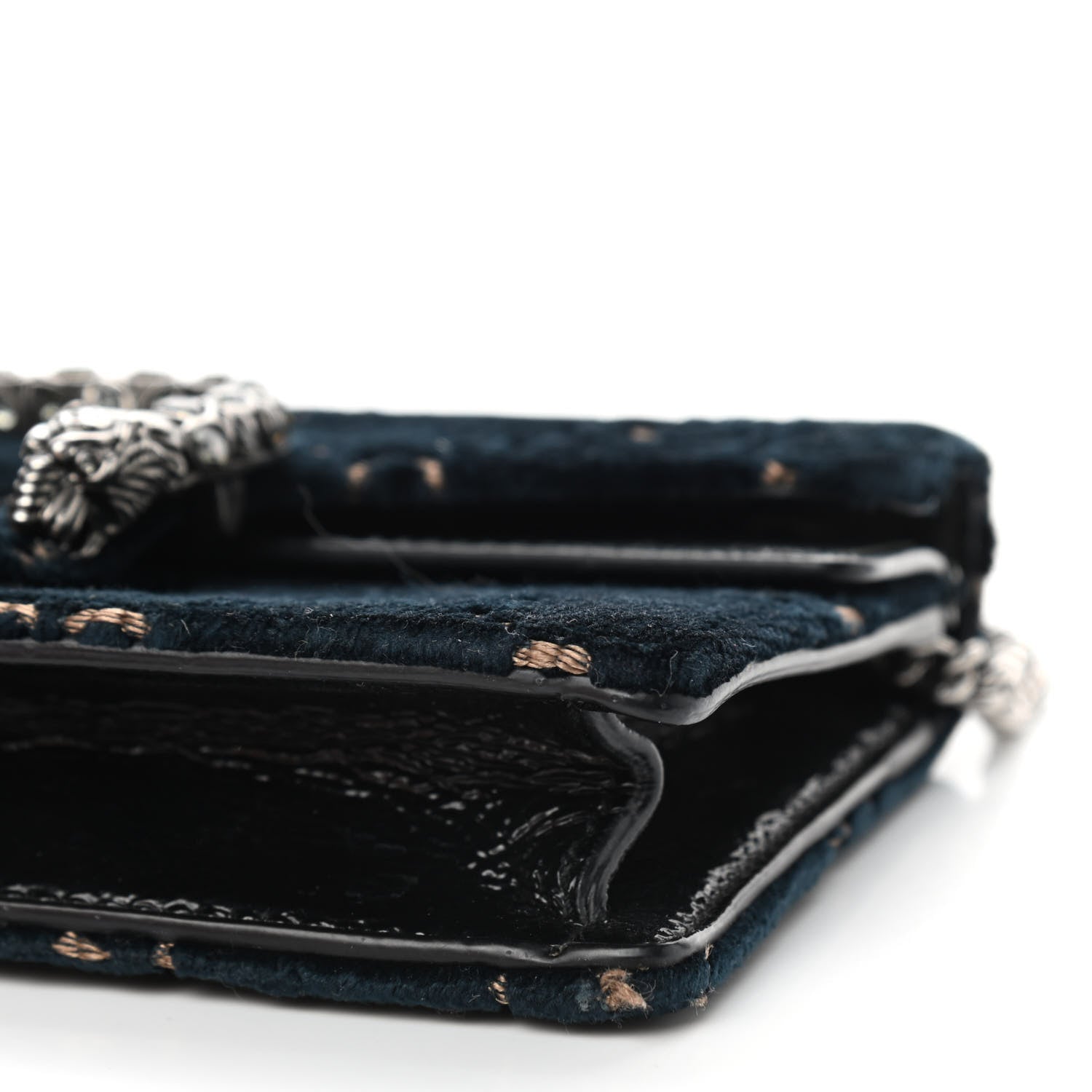 Gucci Velvet GG Monogram Super Mini Dionysus Shoulder Bag Blue Beige Black 7 of 11