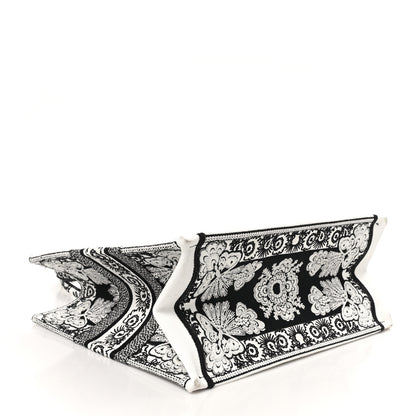 Christian Dior Canvas Butterfly Bandana Embroidered Medium Book Tote Black White 4 of 10