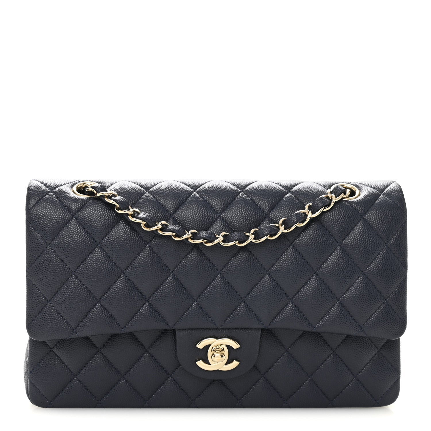 Chanel Caviar Quilted Medium Double Flap Navy 1 of 10