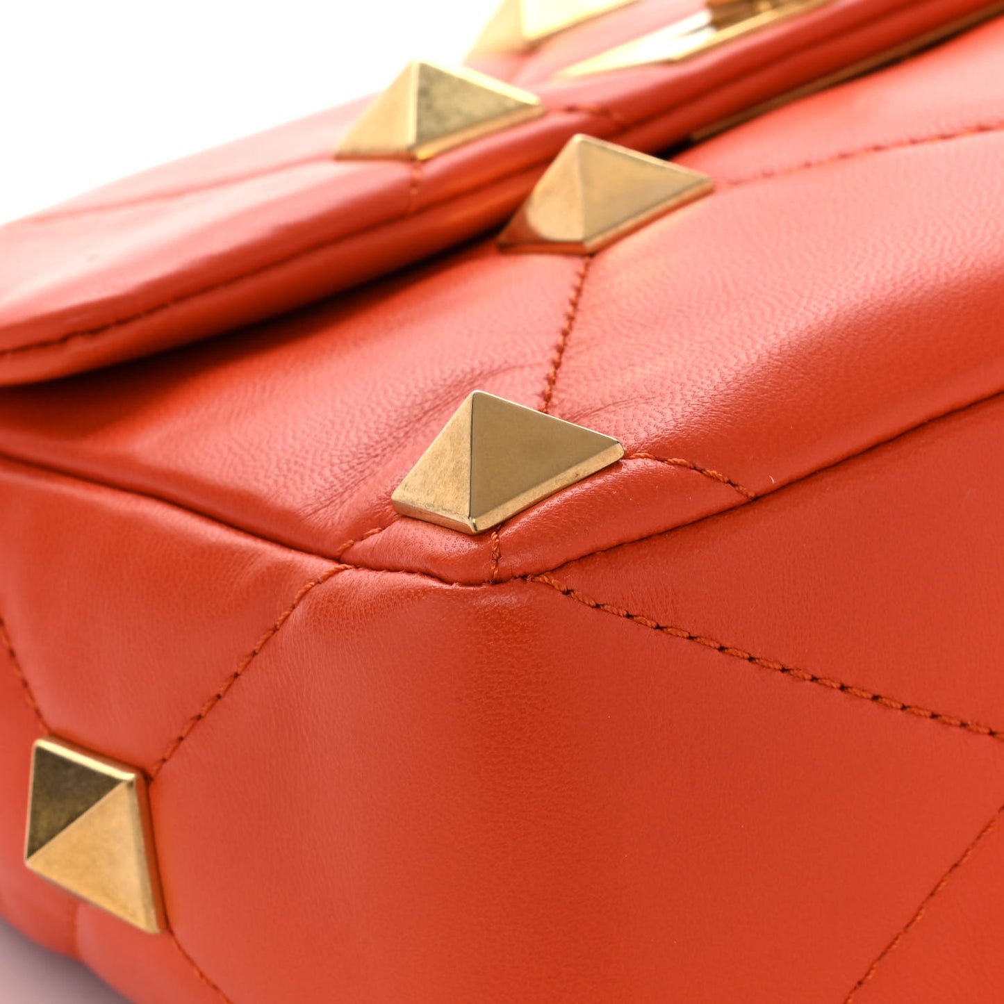 Nappa Medium Roman Stud Shoulder Bag Orange Zest