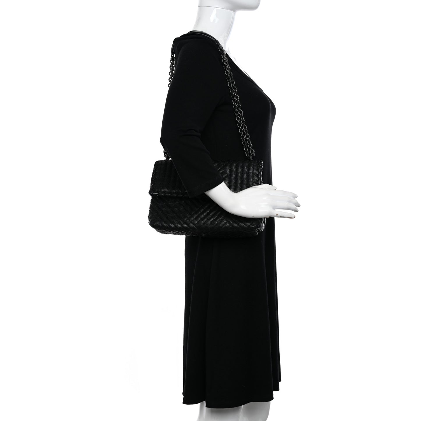 Nappa Intrecciato Baby Olimpia Shoulder Bag Black