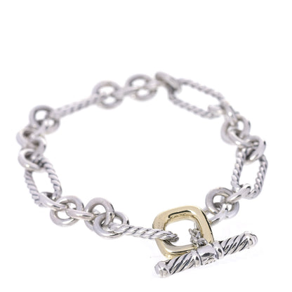 David Yurman Sterling Silver 18K Yellow Gold Figaro Link Bracelet 3 of 5