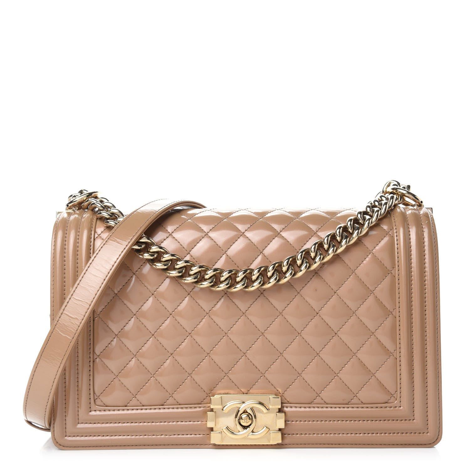 Chanel Iridescent Glazed Calfskin Quilted New Medium Boy Flap Dark Beige 1 of 15