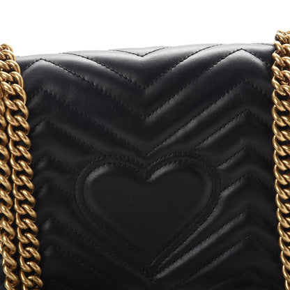 Gucci Calfskin Matelasse Small GG Marmont Shoulder Bag Black 5 of 8