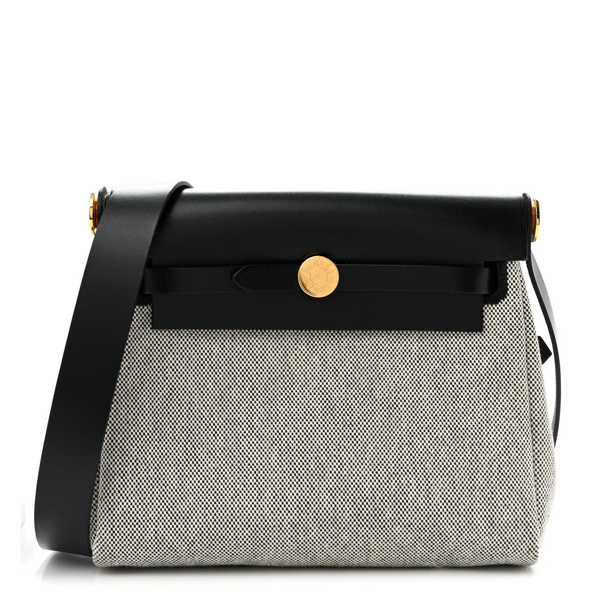 Hermes Military Toile Vache Hunter Herbag Zip Retourne 20 Ecru Black 1 of 11