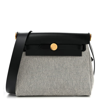 Hermes Military Toile Vache Hunter Herbag Zip Retourne 20 Ecru Black 1 of 11