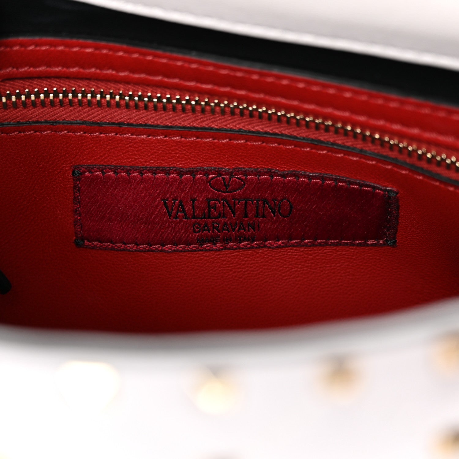 Valentino Garavani Lambskin VLTN Print Medium Rockstud Spike Shoulder Bag Optic White Black 6 of 14