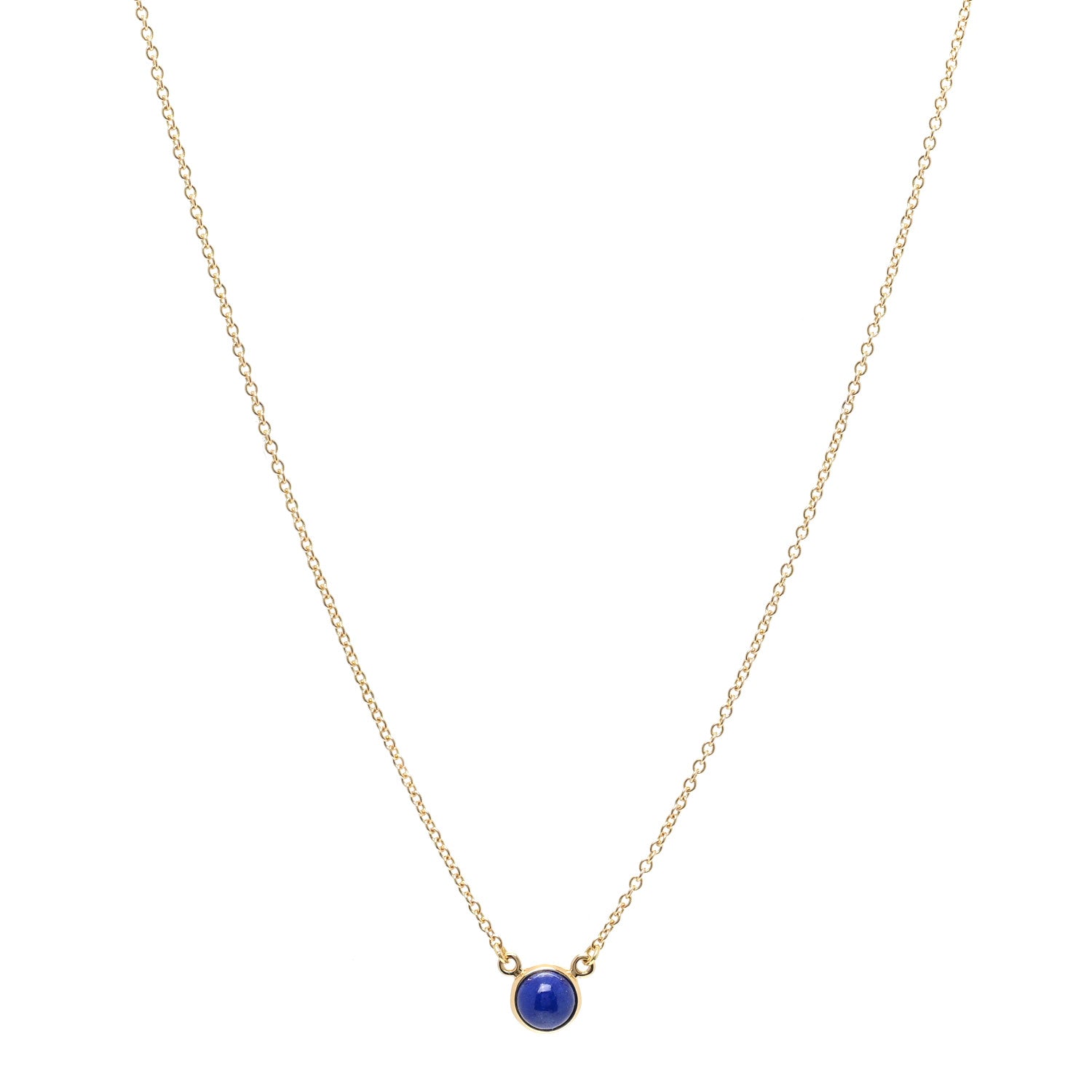 Tiffany 18K Yellow Gold Lapis Lazuli Elsa Peretti Color By The Yard Pendant Necklace 1 of 3