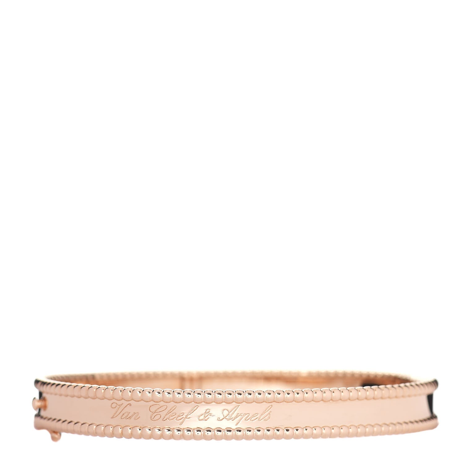 Van Cleef & Arpels 18K Rose Gold Perlee Signature Bangle Bracelet L 1 of 5