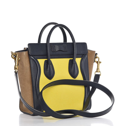 Celine Leige Calfskin Suede Tri-color Nano Luggage Multicolor 3 of 8