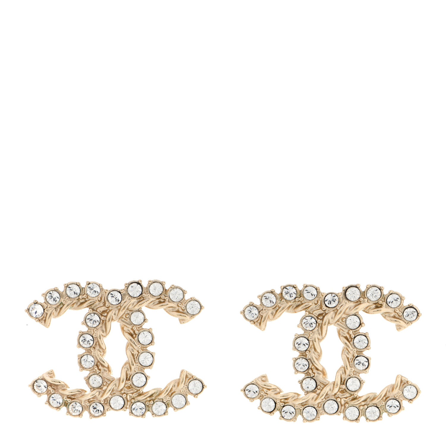 Chanel Strass Crystal Dazzling Wheat CC Earrings Gold 1 of 6