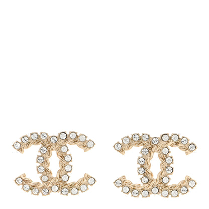 Chanel Strass Crystal Dazzling Wheat CC Earrings Gold 1 of 6