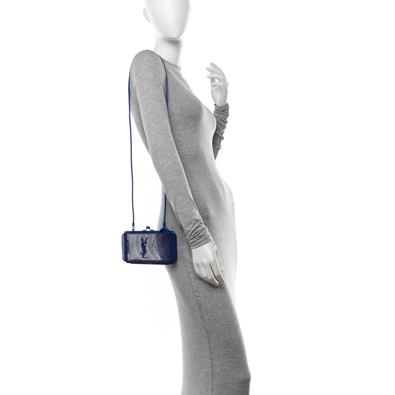 Saint Laurent Brass Lambskin Monogram Cassandre Cage Bag Blue Majorelle 2 of 10