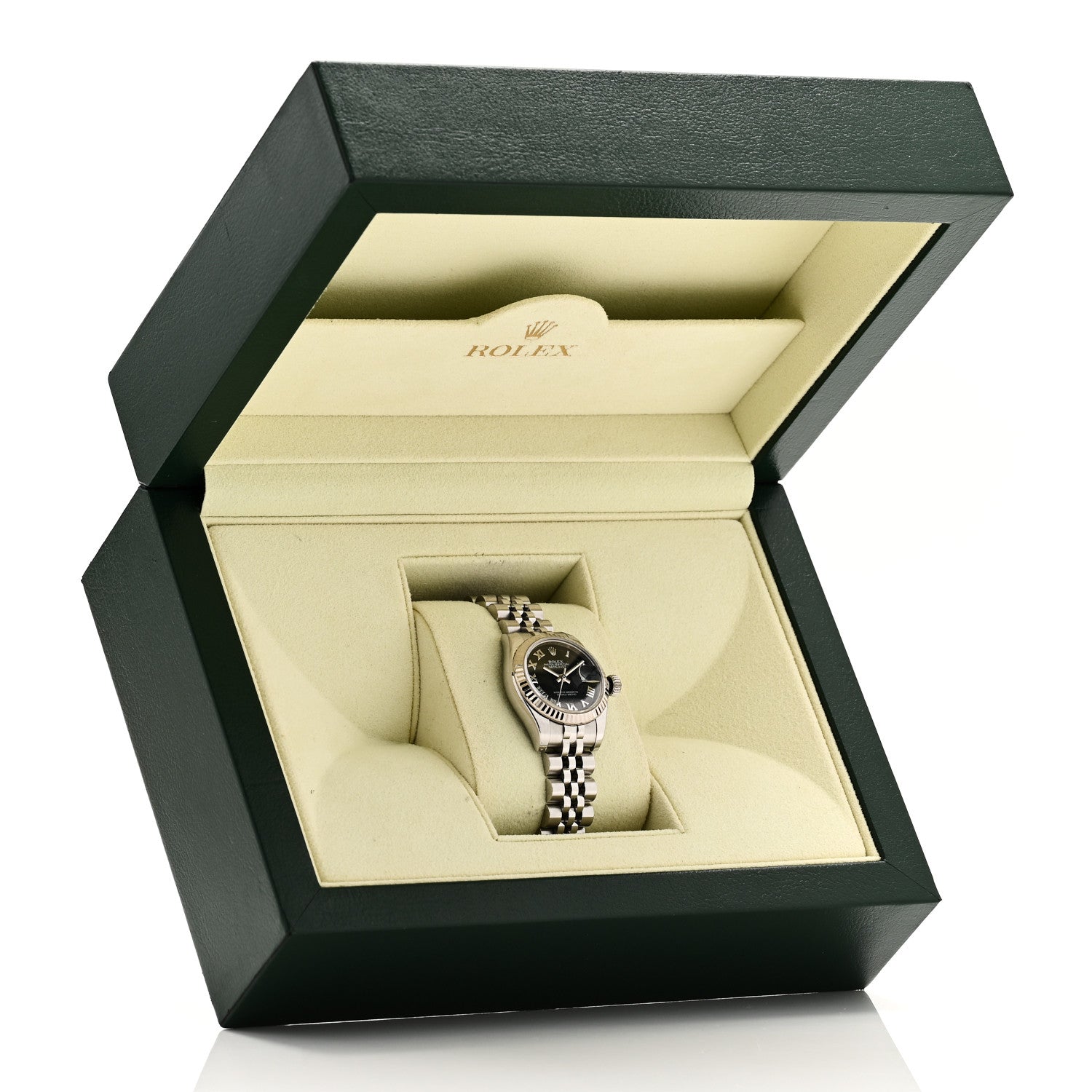 Rolex Stainless Steel 18K White Gold 26mm Oyster Perpetual Datejust Watch Black Roman 179174 5 of 5