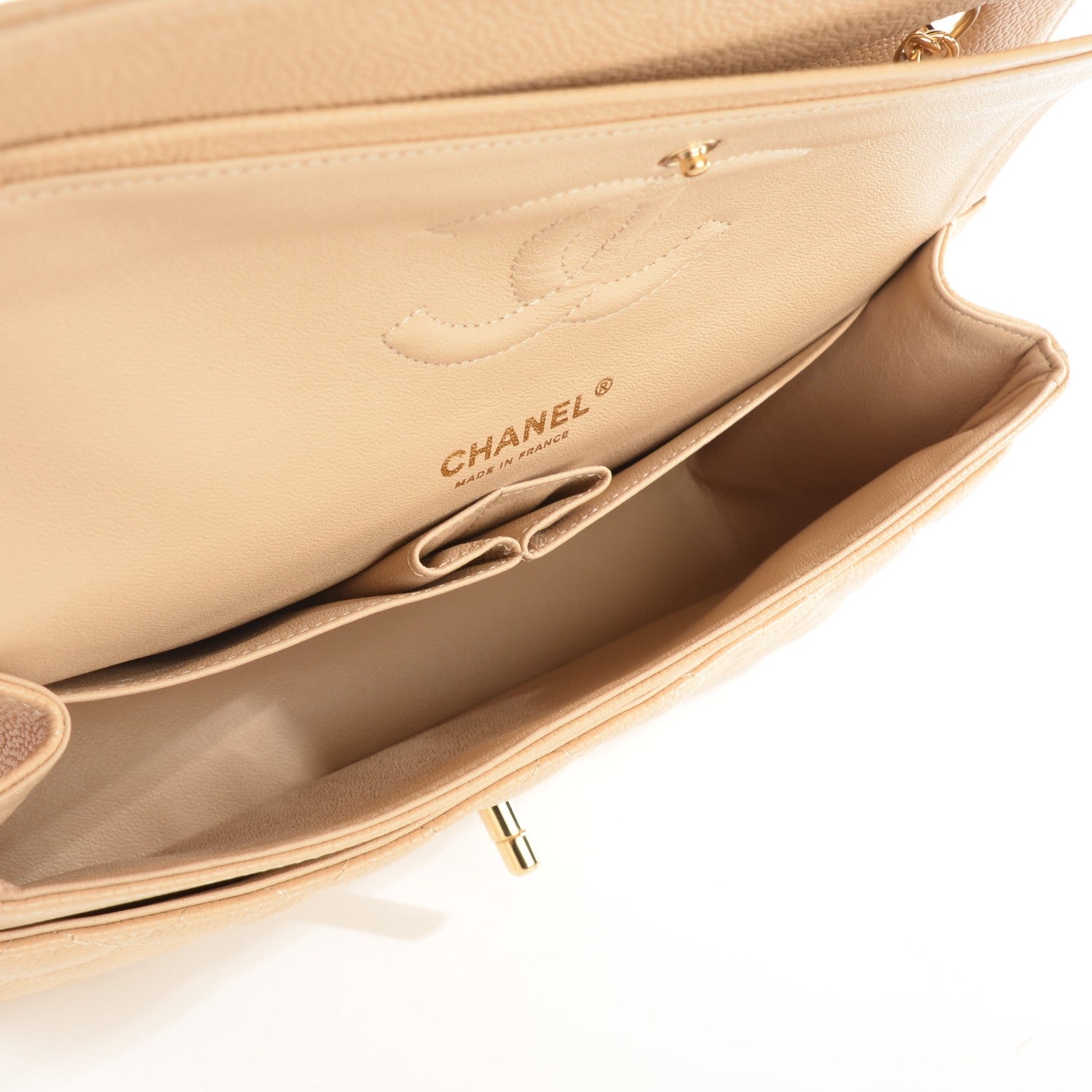 Chanel Caviar Quilted Medium Double Flap Beige Clair 5 of 9