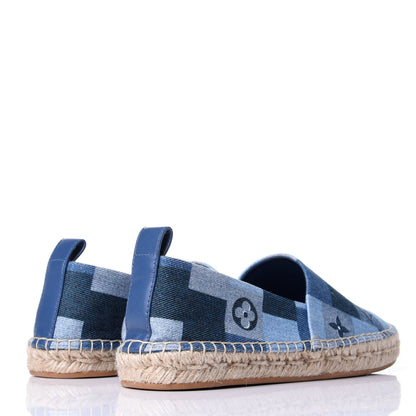 Louis Vuitton Denim Damier Monogram Patchwork Espadrille Flats 36 Blue 4 of 10