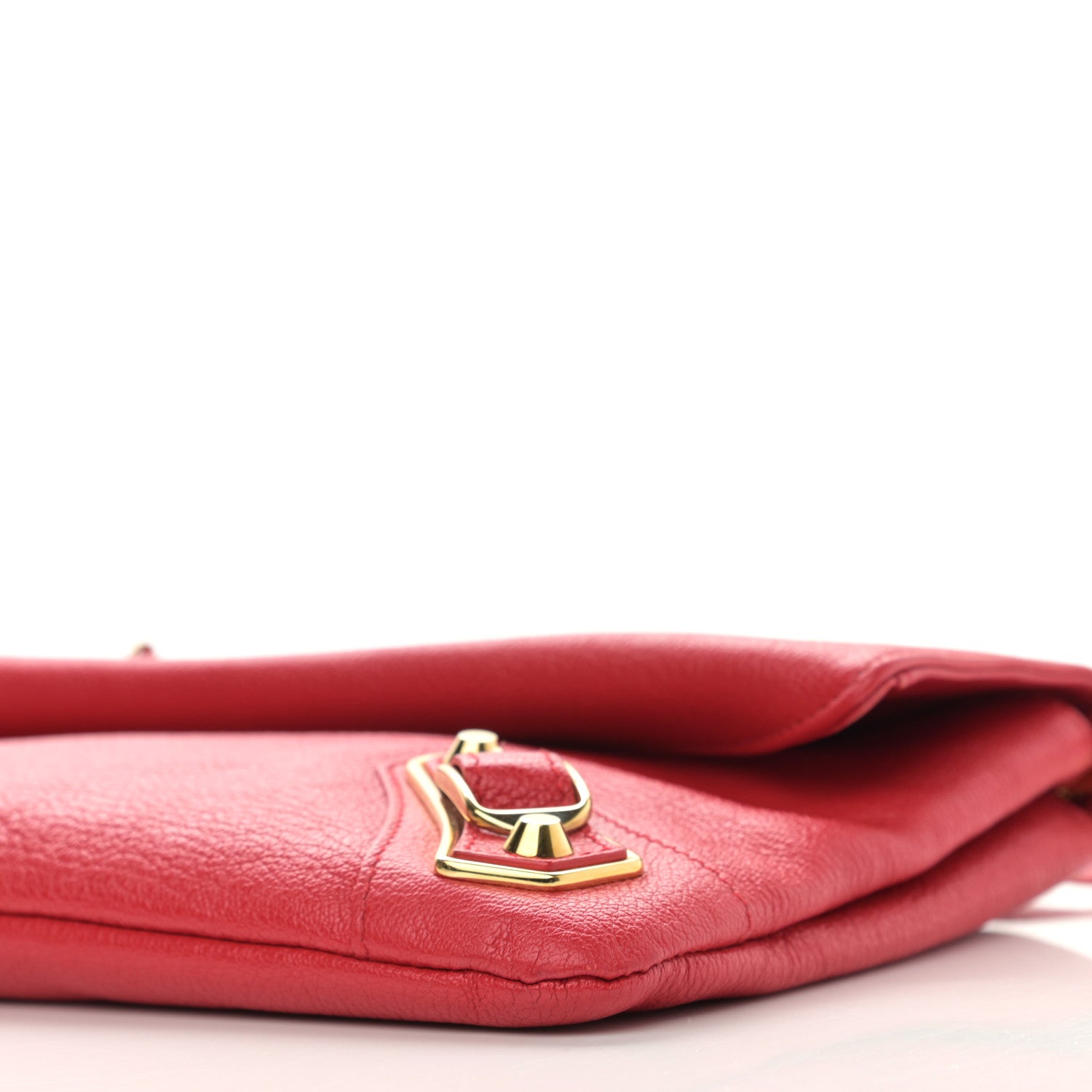 Balenciaga Chevre Gold Metallic Edge Hardware Envelope Clutch Rouge Grenade 10 of 10