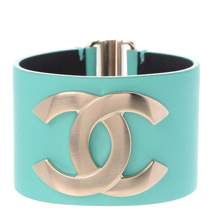 Chanel Calfskin CC Wide Cuff Light Green 1 of 6