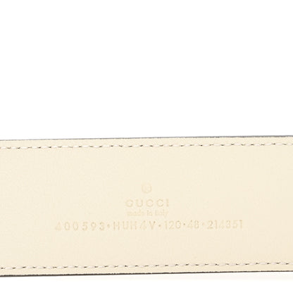 Gucci GG Supreme Monogram Plutone Calfskin Enamel Double G 40mm Belt 120 48 Beige Ebony Mystic White 5 of 5
