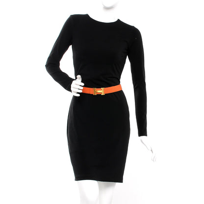Hermes Box Togo 32mm H Belt 85 Black Orange 2 of 10