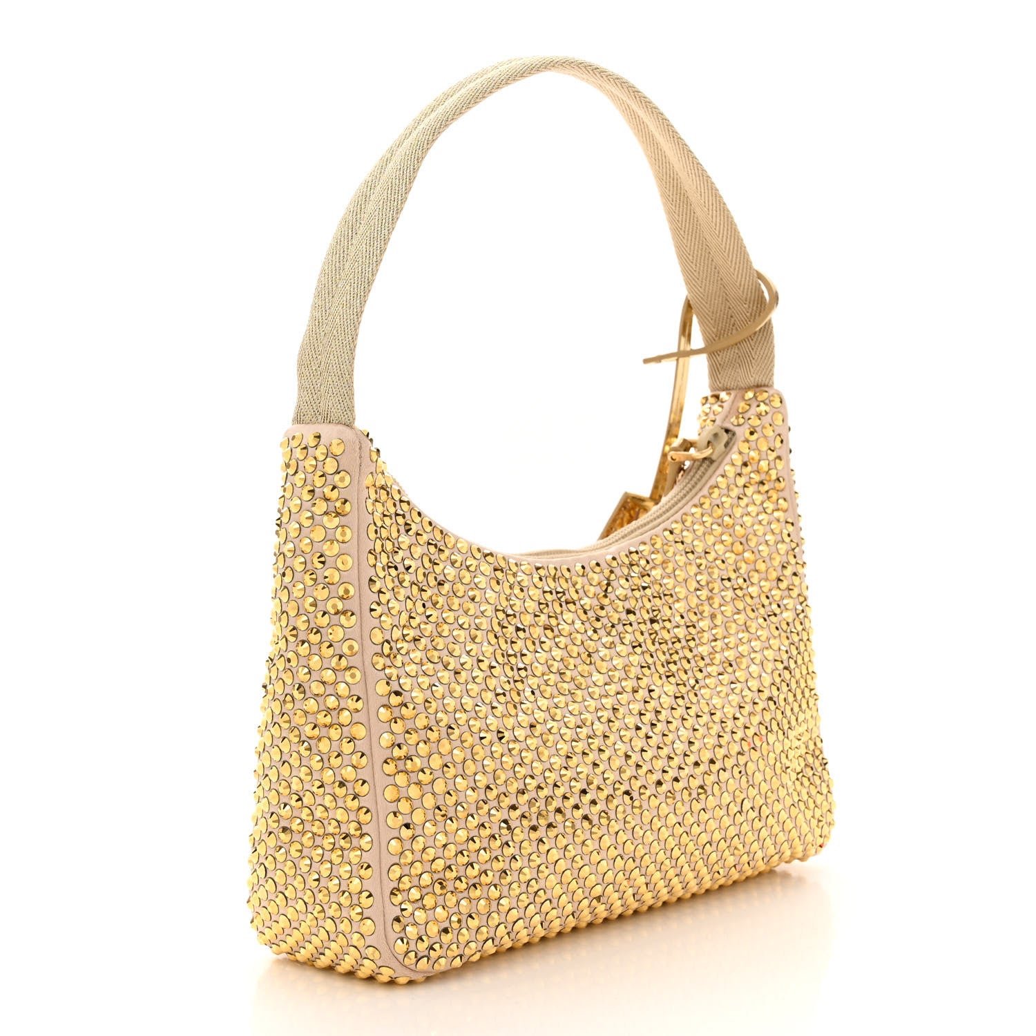 Prada Satin Crystal Mini Re-Edition 2000 Bag Platino 3 of 10