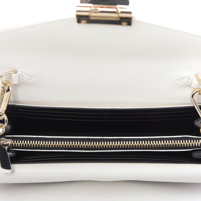 MCM Calfskin Visetos Monogram Patricia Color Block Wallet On Chain Cognac Black White 5 of 9