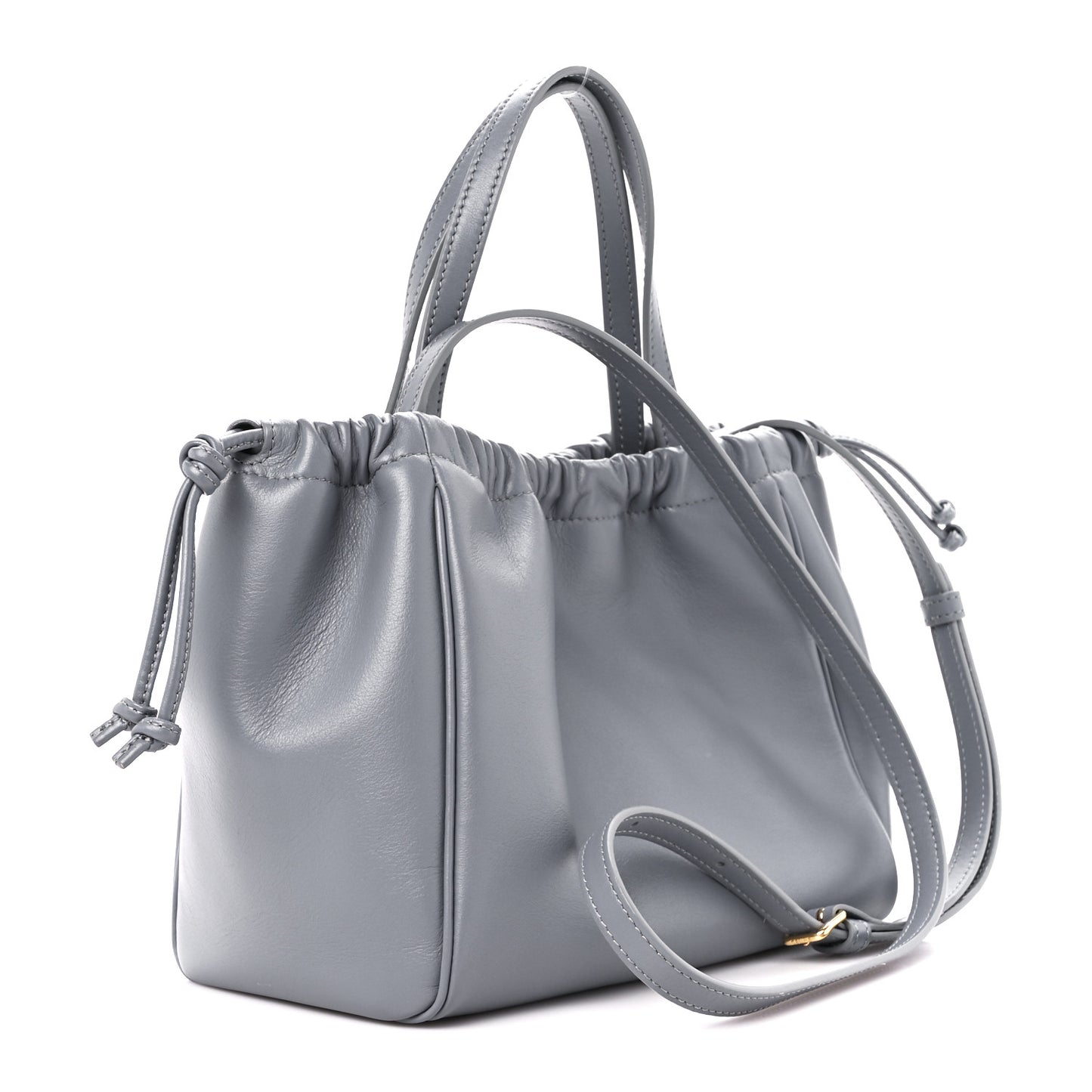 Smooth Calfskin Cuir Small Triomphe Cabas Drawstring Blue Gray