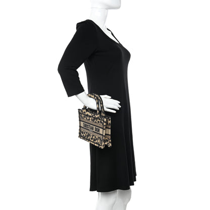 Christian Dior Canvas Mizza Embroidered Mini Leopard Book Tote Beige 2 of 10