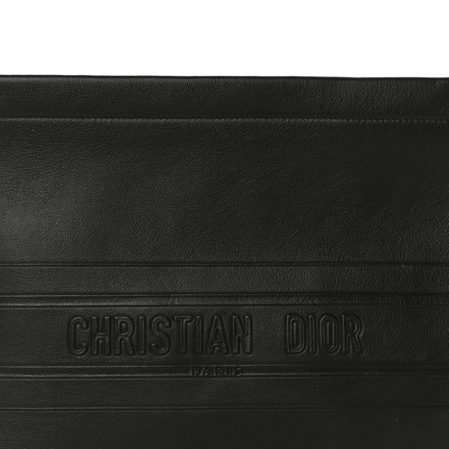 Christian Dior Calfskin Embossed Logo Zip Clutch Black 8 of 11