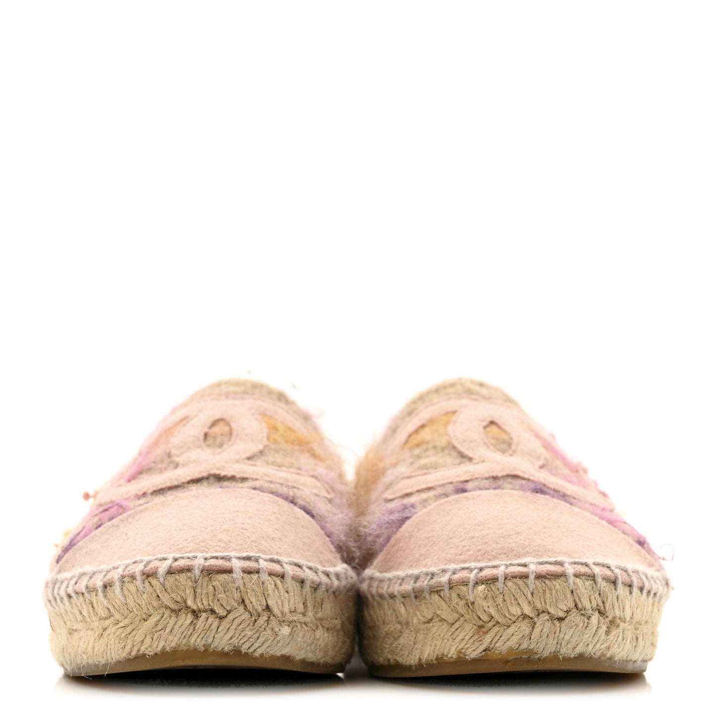 Tweed Grosgrain CC Espadrilles 38 Beige Pink Peach