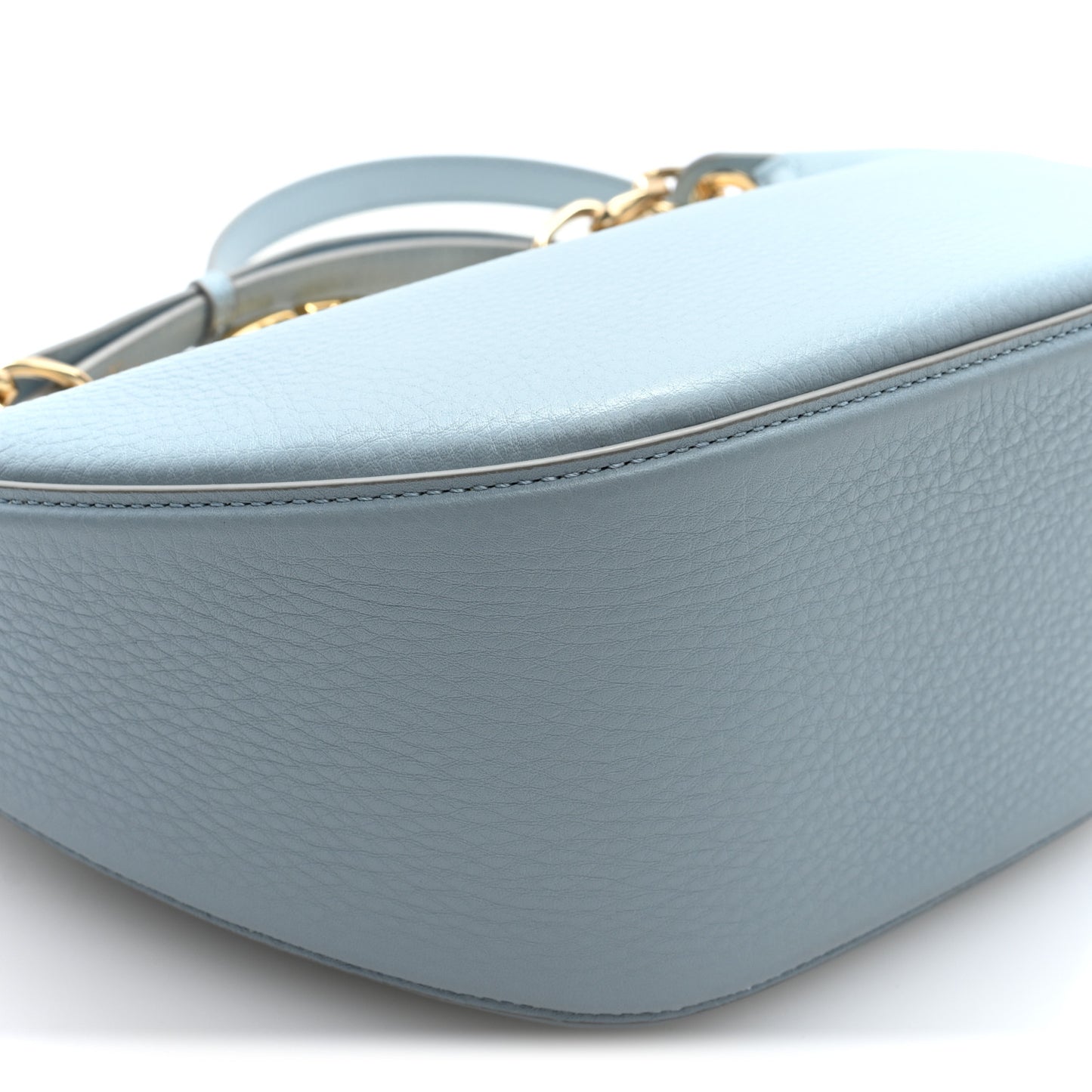 Grainy Calfskin Small Vlogo Moon Hobo Bag Blue
