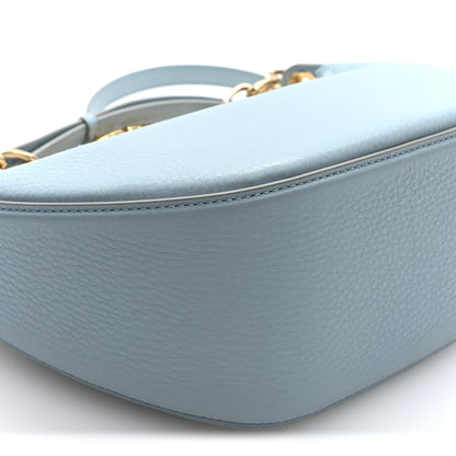 Valentino Garavani Grainy Calfskin Small Vlogo Moon Hobo Bag Blue 8 of 9