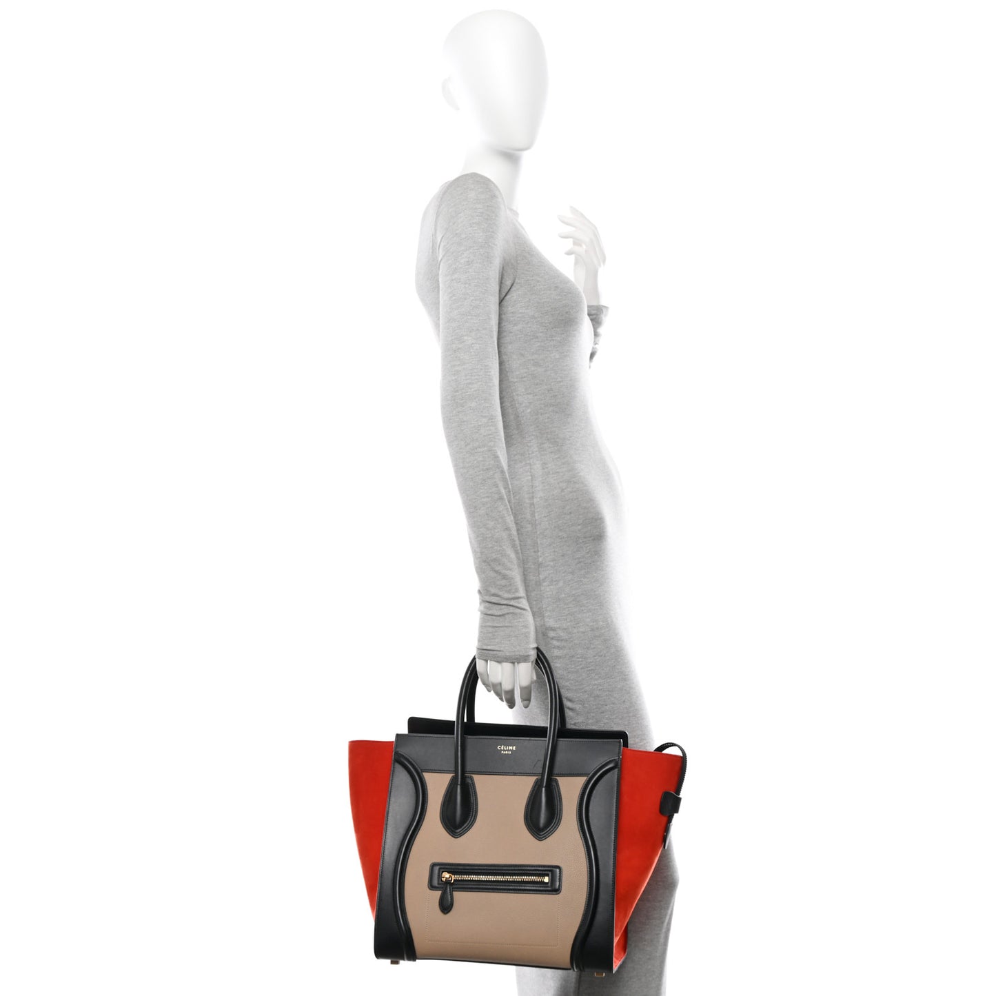 Baby Grained Calfskin Tri-Color Mini Luggage Light Taupe