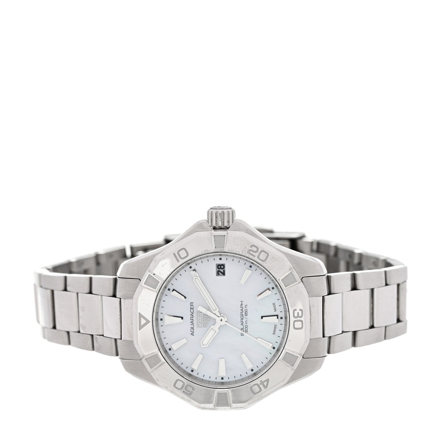 Tag Heuer Stainless Steel Mother of Pearl 34mm Aquaracer Lady Professional 200 Solargraph Quartz Watch WBP1312 2 of 5