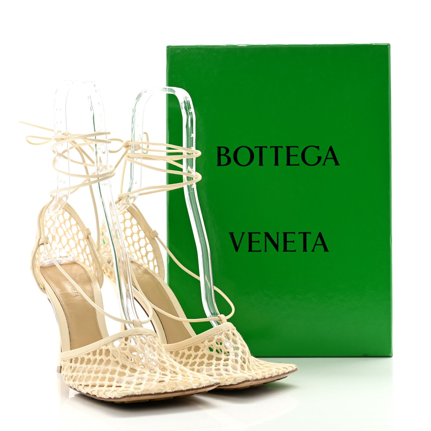 Mesh Nappa Stretch Ankle Tie Sandals 40 Toile